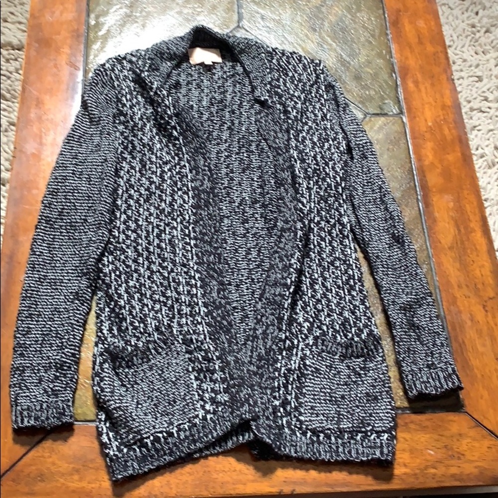 black and white knit cardigan